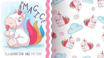 Cute unicorn seamless pattern vector