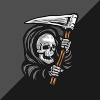 skull of grim reaper with the sickle logo vector