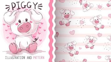 Cute piggy seamless pattern vector