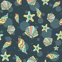 Colorful seamless pattern with different types of sea creatures vector