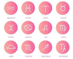 Set of zodiac signs with gradient background