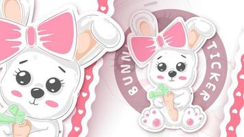 Bunny with carrot in sticker style vector