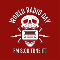 día mundial de la radio con el concepto de diseño de calavera vector