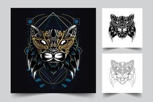 ilustración de arte ornamental de gato vector