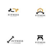 Fitness logo icon set vector