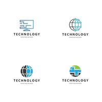 Technology logo icon set vector