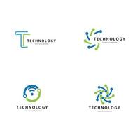 Technology logo icon set vector