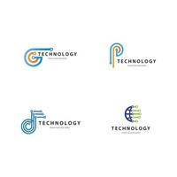 Technology logo icon set vector