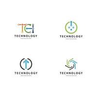 Technology logo icon set vector