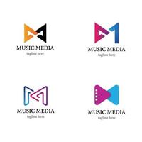 conjunto de iconos de logotipo de música vector