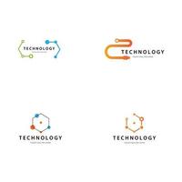 Technology logo icon set vector