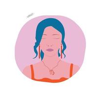 Virgo zodiac sign portrait character vector