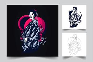 ilustración de arte de geisha vector