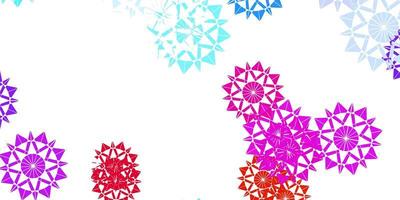 Light blue, red vector pattern with colored snowflakes.