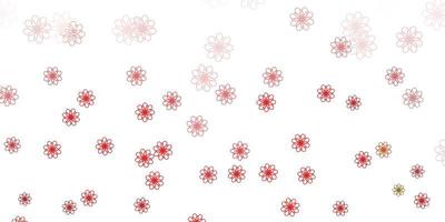 Light Green, Red vector doodle background with flowers.