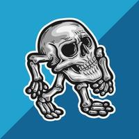 skull head with arms and foot walking vector