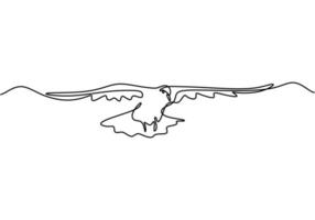 Continuous one line drawing. Flying pigeon animal. vector