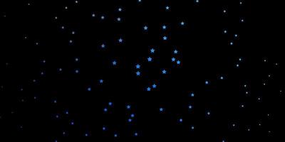 Dark BLUE vector background with small and big stars.