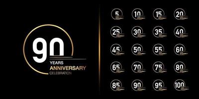 Golden anniversary celebration emblem design set vector