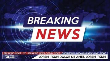 Breaking news live on world map background. vector