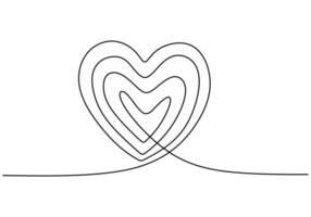 Continuous line drawing of love heart sign. One hand drawn minimalism, vector illustration. Romantic and wedding symbol