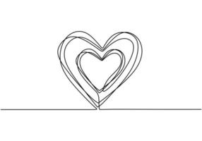 dibujo de garabatos de corazón. una línea continua, boceto dibujado a mano ilustración vectorial. diseño minimalista para banner, fondo y póster. símbolos románticos y de amor. vector