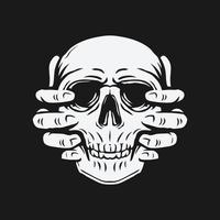 two hands holding up the skull vector