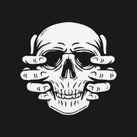 two hands holding up the skull vector