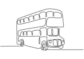 dibujo de una linea de bus. transporte público para el transporte de pasajeros. Lineart de boceto dibujado a mano continuo, estilo minimalista. vector