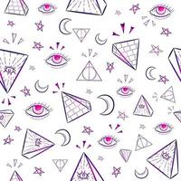 Gradient seamless pattern with occult illuminati symbols vector