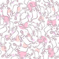 Pink seamless pattern with pink rabbits for kids vector