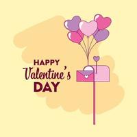 Valentine's Day design with envelope and balloons vector