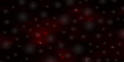 Dark Red vector template with neon stars.