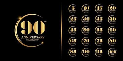 Golden anniversary celebration emblem design set vector