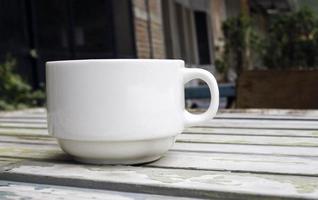 Coffee mug on table photo