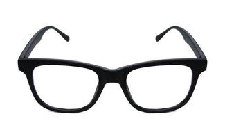Black reading glasses on white photo