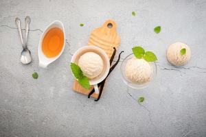 Vanilla ice cream flavor in bowl photo