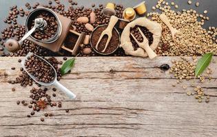 Roasted coffee beans with scoop photo