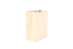 Brown paper bag on white background photo