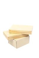 Brown paper boxes paper on white background photo