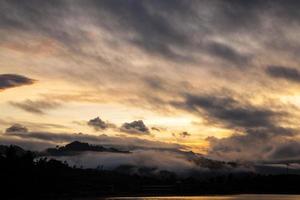 Fog covered mountains photo