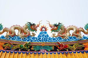 Dragon statue roof in Thailand photo
