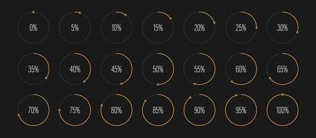 Conjunto de diagramas de porcentaje de círculo ilustración vectorial vector