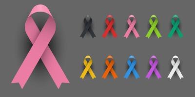 Realistic Colorful Awareness Ribbons vector