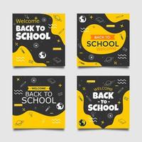 Back to School Square Web Banner Social Media Post Templates. vector