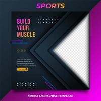 Promo Sports Fitness for Social media post template. Modern and trendy vector design.