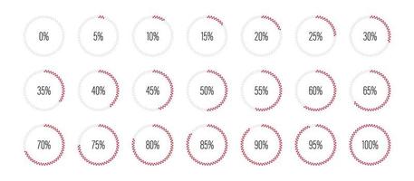 Conjunto de diagramas de porcentaje de círculo ilustración vectorial vector