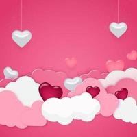 Valentine's day Square background with white and red hearts shapes. vector