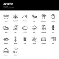conjunto de iconos de otoño. conjunto de iconos de contorno de otoño. icono de sitio web, aplicación, impresión, diseño de carteles, etc. vector