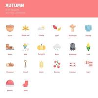 conjunto de iconos de otoño. otoño conjunto de iconos planos. icono de sitio web, aplicación, impresión, diseño de carteles, etc. vector